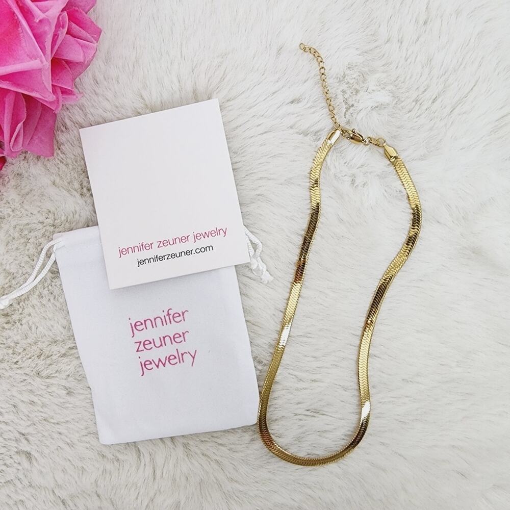 Jennifer Zeuner Hamilton Snake Chain Necklace 14K Gold Plated Vermeil Flat New